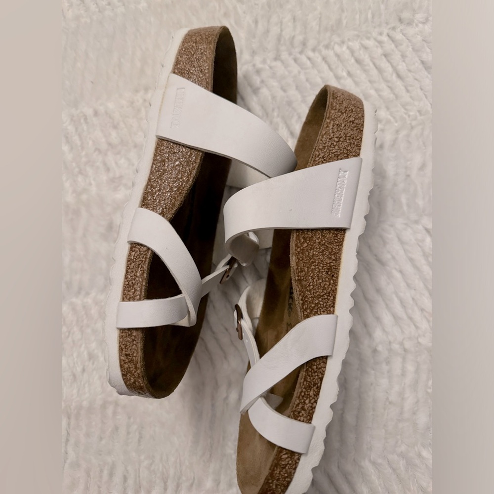 Birkenstock White Leather Two-Strap Sandals - Picture 2 of 4